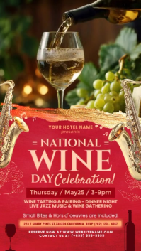 Red National Wine Day Celebration Digitalt display Template