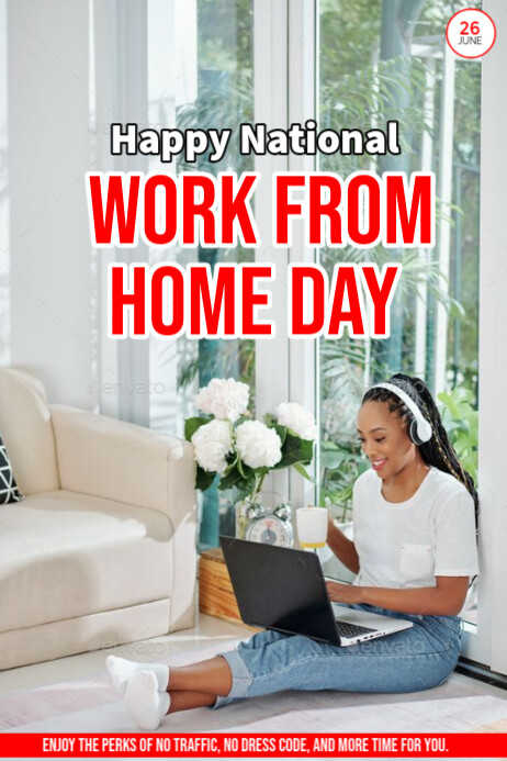 National Work From Home Day Cartaz template