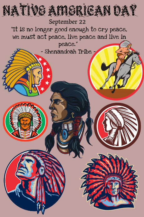 native american day Плакат template