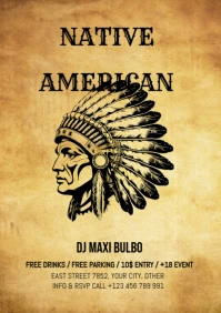 Native american day event flyer template A3