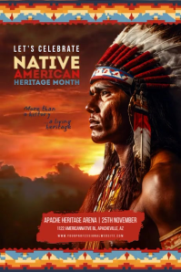 Orange Native American Heritage Month Video Poster Póster template