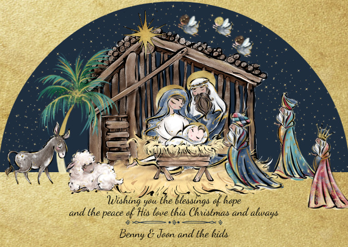 Nativity Scene Christmas Card Template PosterMyWall Nativity Scene Christmas Card Template PosterMyWall