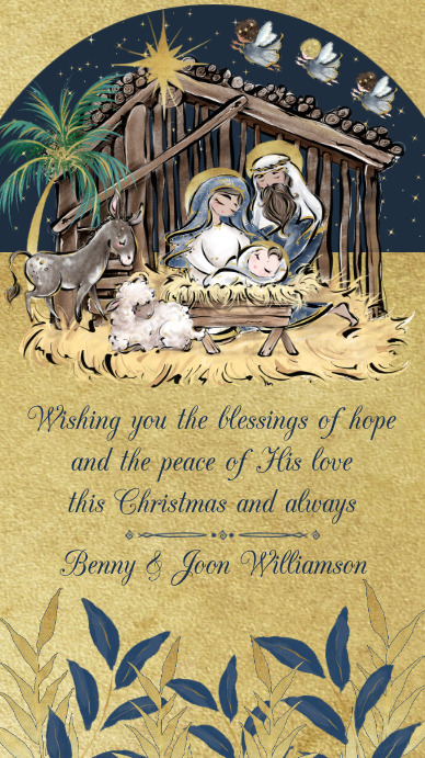 Nativity With Message Copy of Nativity Scene Christmas Greeting Card | PosterMyWall