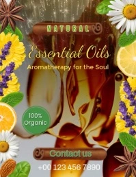 Natural Essential Oils Flyer Template – Aromatherapy & Wellness Branding Design Pamflet (Letter AS)