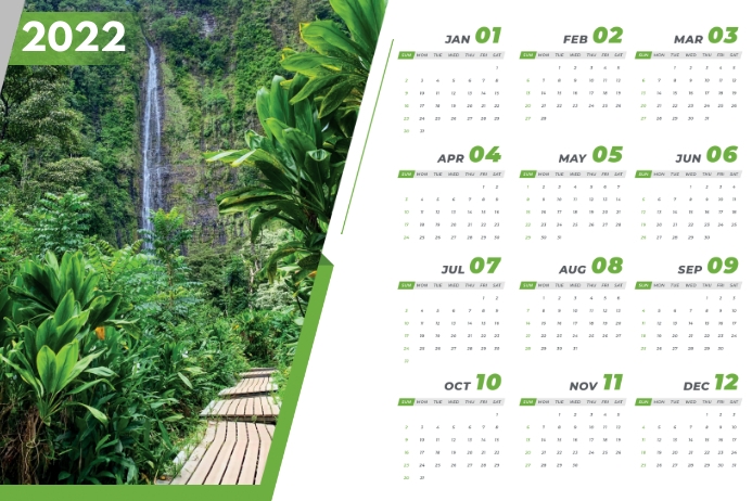 Nature Background Calendar 2022 Poster template