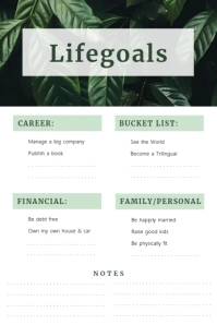 Nature Lifetime goals Checklist Poster template