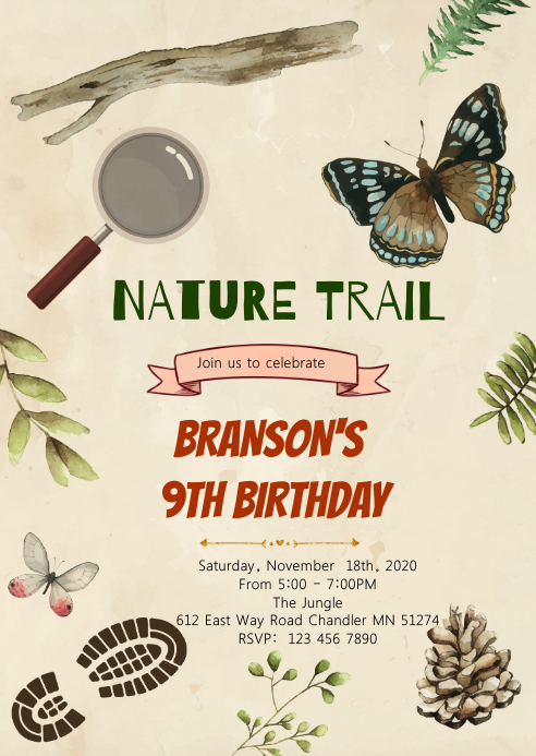 Nature Trail Birthday Party Invitation Template Postermywall Nature Trail Birthday Party Invitation Template Postermywall