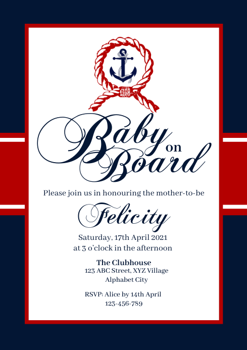 Nautical Baby Shower Invitation Template | PosterMyWall