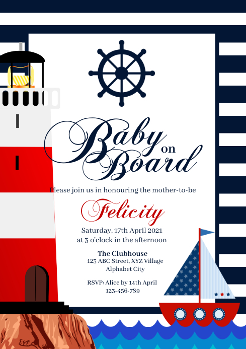Nautical Baby Shower Invitation Template | PosterMyWall