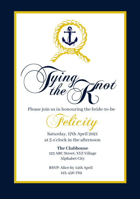 Nautical Bridal Shower Invitation Template | PosterMyWall