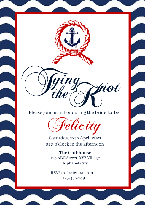 Nautical Bridal Shower Invitation Template | PosterMyWall