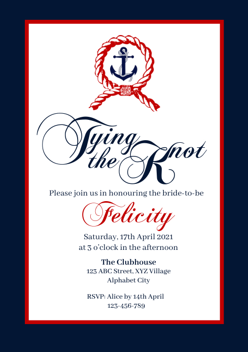 Nautical Bridal Shower Invitation Template | PosterMyWall