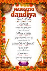 White Navratri Dandiya Event Poster Template