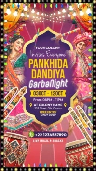 Navratri Dandiya Garba Night Invite Template Instagram Story
