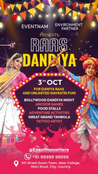 สีม่วง Bollywood Dandiya Night Instagram 快拍 Template