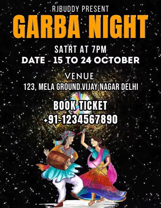 Garba Ras Flyer Navratri Garba night poster Template | PosterMyWall