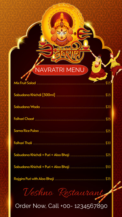 Navratri Menu Display Template (1) Ecrã digital (9:16)