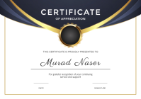 Navy & Gold Professional Certificate of Appreciation A4 template