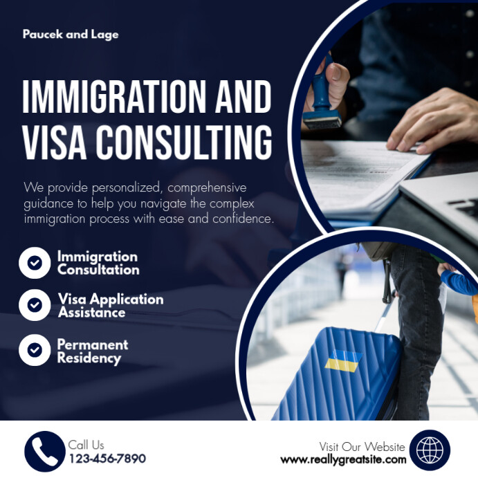 Plantilla de Navy and White Immigration and Visa Consulting Instagram ...