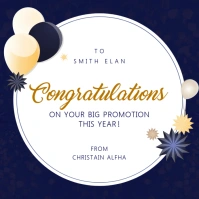 Navy blue and white congratulations on promot Instagram Post template