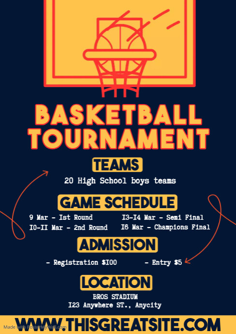 Navy Blue Basketball Tournament Template | PosterMyWall