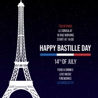 Navy blue Bastille Day Instagram post template