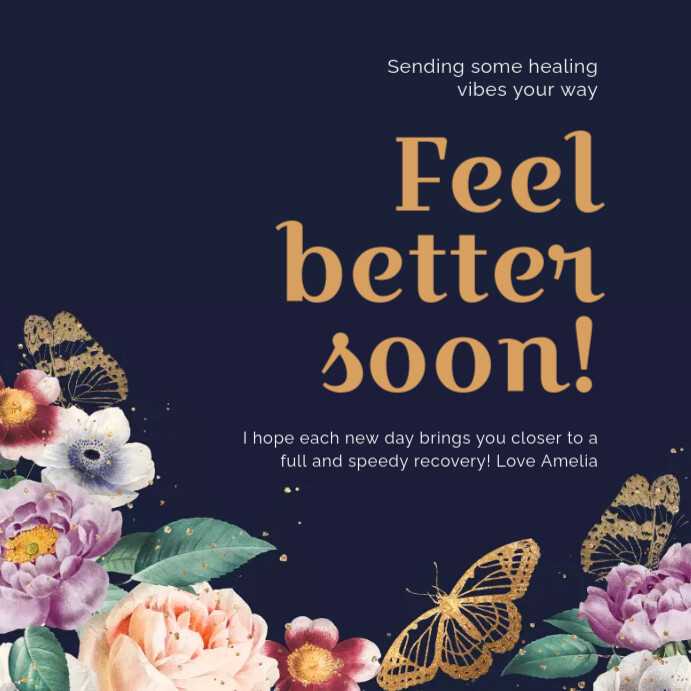 Navy blue encouragement design for sick perso Instagram Post template