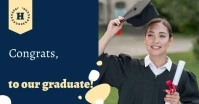 Navy blue graduation congratulations video Facebook Shared Image template