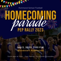 Navy blue homecoming parade pep rally post template