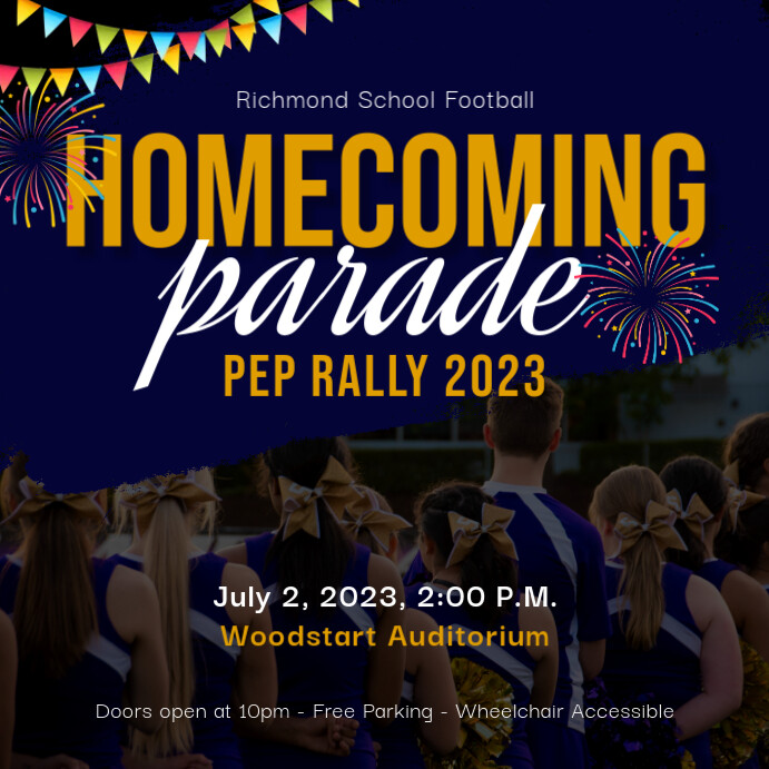 Navy blue homecoming parade pep rally post Template | PosterMyWall