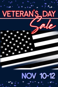 Navy Blue Illustrative Veteran's Day Sale Poster template