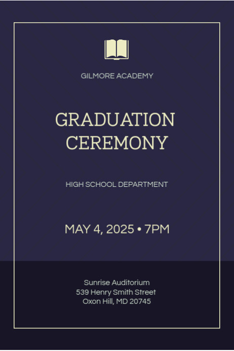 Navy Blue Stripes Graduation Program Template | PosterMyWall