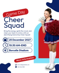 Navy Red Modern Game Day Cheer Squad Flyer Instagram Portrait template