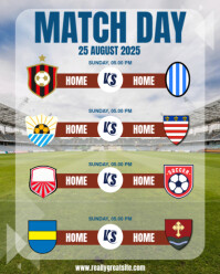 Navy White and Red Illustrated Soccer Match Day Instagram Post template