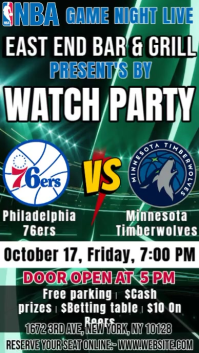 NBA 2025:Watch Party 76ers vs Timberwolves Instagram Template