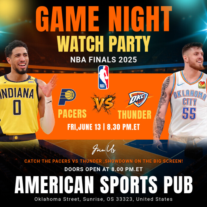 NBA 2025 Finals Indiana Pacers Vs Oklahoma City Thunder Match Instagram Post Template