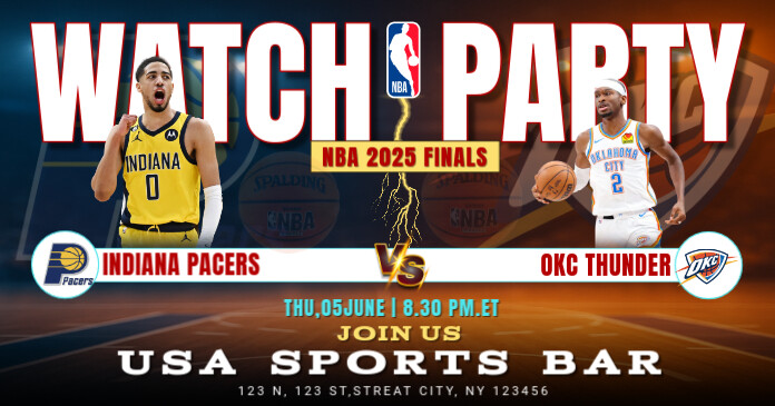 NBA 2025 Finals Indiana Pacers Vs Oklahoma City Thunder Match Facebook Post template