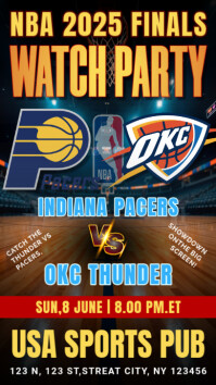 Nba Finals 2025 Watch Party Thunder Vs Pacers Instagram Story Template ...