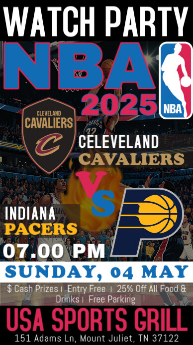 Copy of Nba 2025 Watch Party Cavaliers Vs Pacers Instagram Story ...