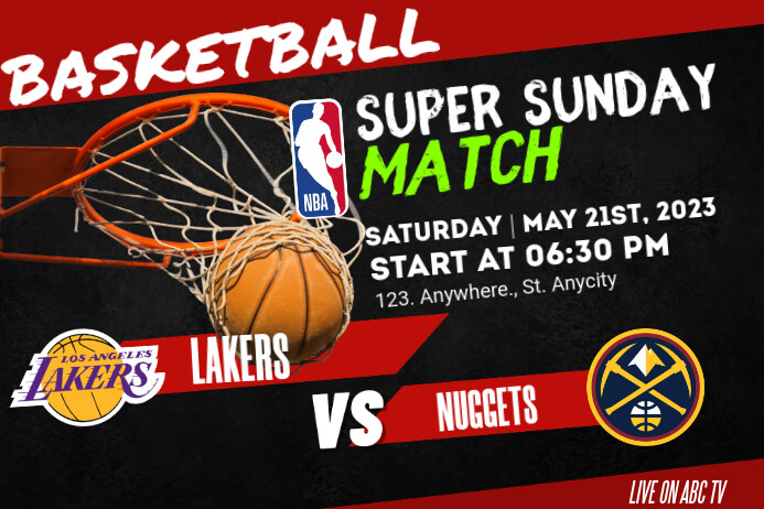 Match Card Design Nba Copy of NBA BASKETBALL MATCH TEMPLATE | PosterMyWall