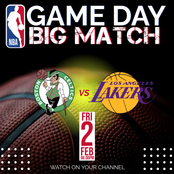 NBA BIG MATCH GAME DAY LAKERS VS BOSTON Publicação no Instagram template