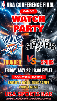NBA Conference Finals: Game 2:  Thunder vs Spurs Watch Party Instagram Story template
