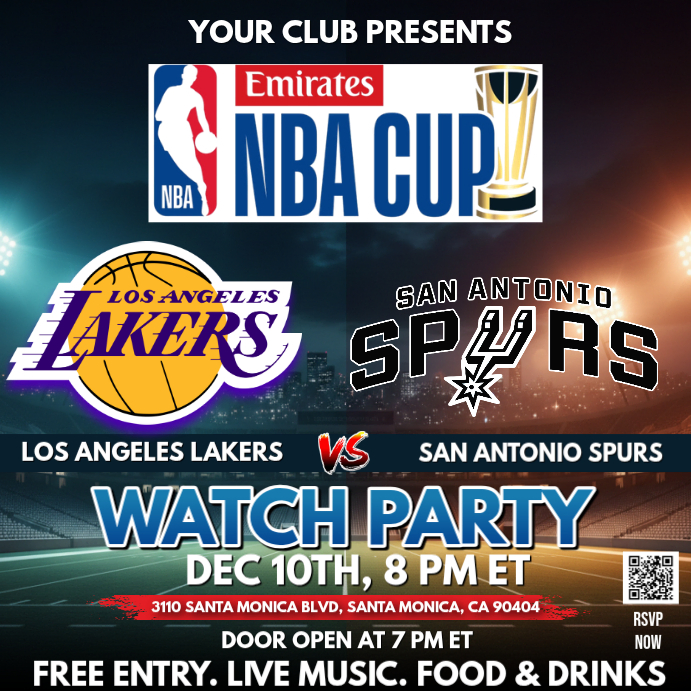 Nba Cup 2025: Los Angeles Lakers Vs San Antonio Spurs Watch Party ...
