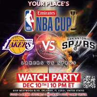 NBA Cup 2025: San Antonio Spurs @ Los Angeles Lakers Watch Party Instagram Post Template