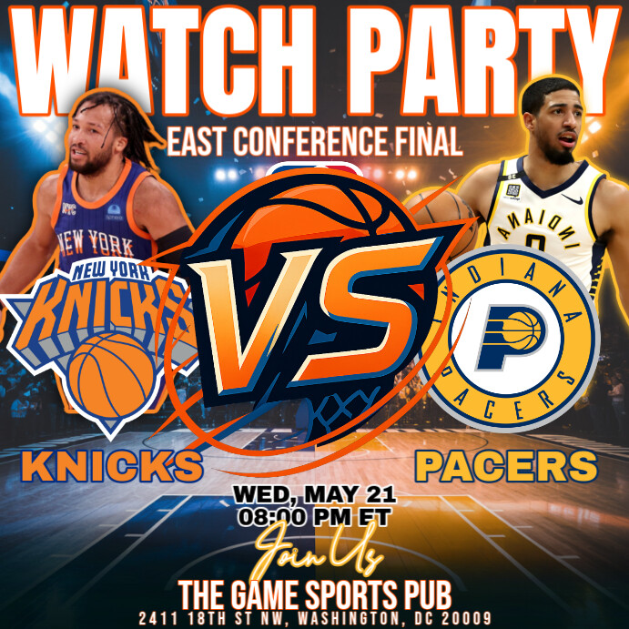 NBA Eastern Conference Final 2025: Knicks vs Pacers Watch Party Instagram Post Template