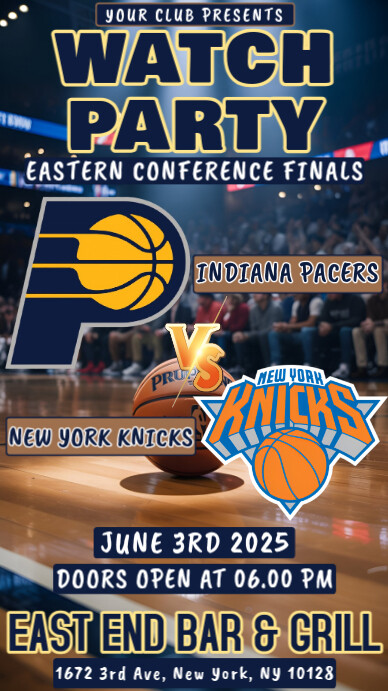 Plantilla de Nba Eastern Conference Final Watch Party Pacers Vs Knicks ...