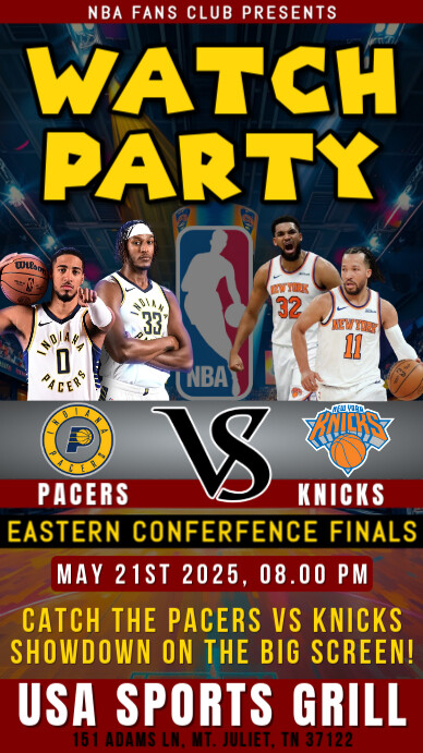 Nba Eastern Conference Finals Pacers Vs Knicks Watch Party Instagram ...