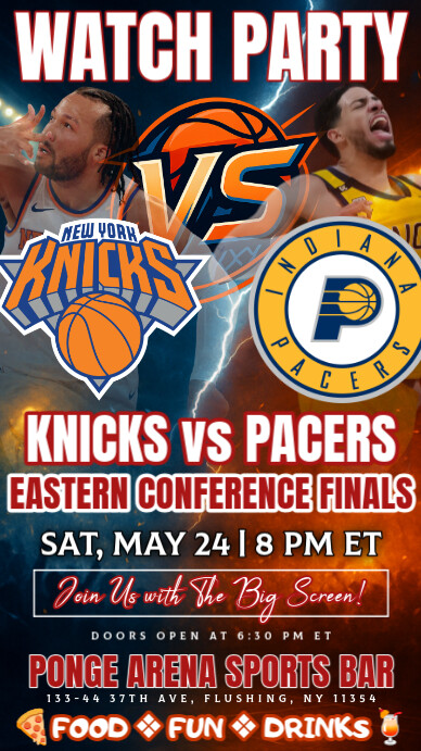 NBA Eastern Conference Finals: Knicks vs Pacers Watch Party Instagram Post Template