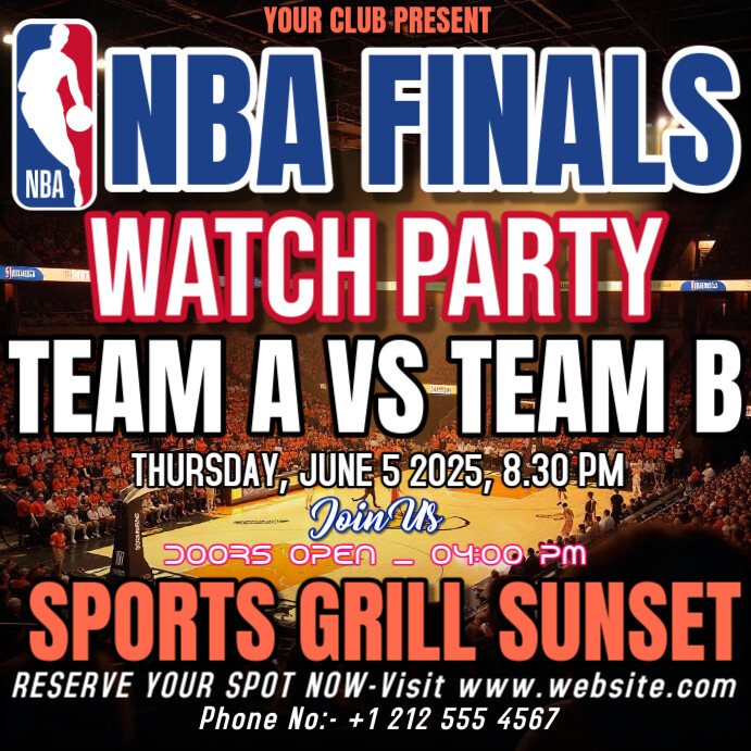 Nba Final 2025 Watch Party  Instagram Post template