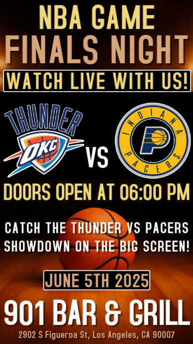 Plantilla de Nba Final Night Thunder Vs Pacers Watch Party Instagram ...